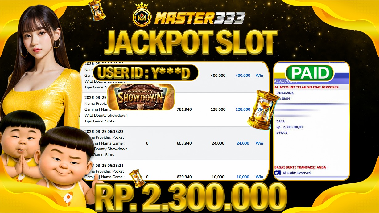 JACKPOT Rp 2.300.000 JUTA DIMASTER333 LANGSUNG DI BAYAR LUNAS